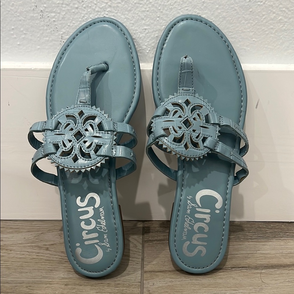 Circus by Sam Edelman Blue Sandals with Ornate Medallion Design